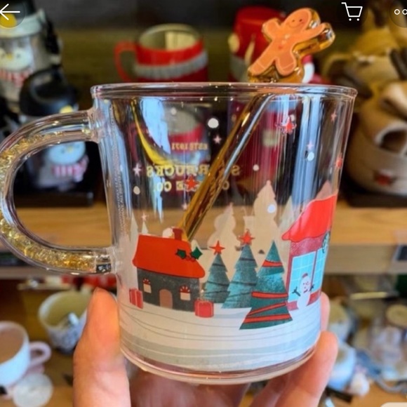 Starbucks Gingerbread Man Glass Cup with Rod - Picture 5 of 7